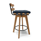 Banqueta Giratória Costela Suede Azul Marinho Base Madeira Ma