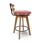 Banqueta Giratória Costela Suede Base Madeira Ma70 M11- D'ros