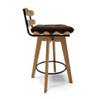 Banqueta Giratória Costela Suede Base Madeira Ma70 M11- D'ros