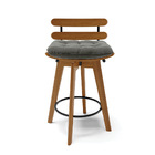 Banqueta Giratória Costela Suede Base Madeira Ma70 M11- D'ros