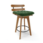 Banqueta Giratória Costela Suede Base Madeira Ma70 M11- D'ros