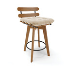 Banqueta Giratória Costela Suede Base Madeira Ma70 M11- D'ros