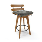 Banqueta Giratória Costela Suede Grafite Base Madeira Ma70 -