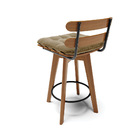 Banqueta Giratória Costela Suede Marrom Rato Base Madeira Ma7