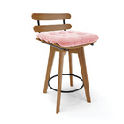 Banqueta Giratória Costela Suede Rosa Bebê Base Madeira Ma70