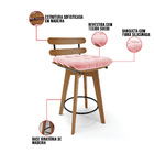 Banqueta Giratória Costela Suede Rosa Bebê Base Madeira Ma70
