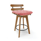 Banqueta Giratória Costela Suede Rosê Base Madeira Ma70 - D'r