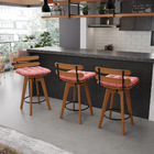 Banqueta Giratória Costela Suede Rosê Base Madeira Ma70 - D'r