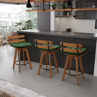 Banqueta Giratória Costela Suede Verde Base Madeira Ma70 J01