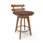 Banqueta Giratória Costela Veludo Base Madeira Ma70 J01 - D'r