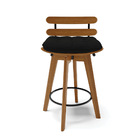 Banqueta Giratória Costela Veludo Luxo Base Madeira Ma70 - D'