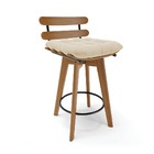 Banqueta Giratória Costela Veludo Luxo Base Madeira Ma70 - D'