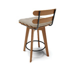 Banqueta Giratória Costela Veludo Luxo Base Madeira Ma70 - D'