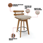 Banqueta Giratória Costela Veludo Luxo Base Madeira Ma70 - D'