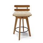 Banqueta Giratória Costela Veludo Luxo Off White A129 Base Ma