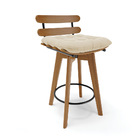 Banqueta Giratória Costela Veludo Luxo Off White A129 Base Ma