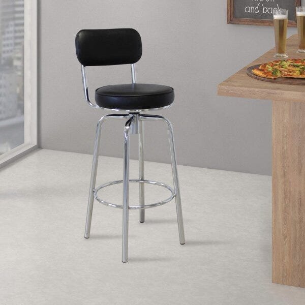 Banqueta Giratória Em Aço Capadócia Yescasa Preto/cromado