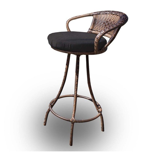 Banqueta Giratória Em Fibra Sintética - Tecido Duna Preto