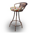 Banqueta Giratória Em Fibra Sintética - Tecido Folhagem Fruta