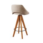 Banqueta Giratória Estofada Com Encosto Nicole Bege