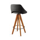 Banqueta Giratória Estofada Com Encosto Nicole Preto