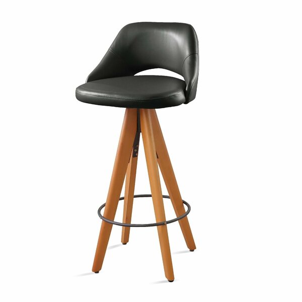 Banqueta Giratória Estofada Com Encosto Nicole Preto/nature