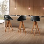 Banqueta Giratória Estofada Com Encosto Nicole Preto/nature