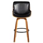 Banqueta Giratória Santos Preto Base De Madeira