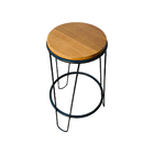 Banqueta Guatemala Industrial Em Ferro E Madeira Maciça