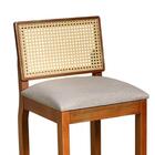 Banqueta Helena Madeira Maciça Tela Ratan Linho