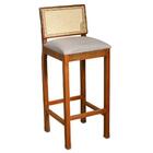 Banqueta Helena Madeira Maciça Tela Ratan Linho