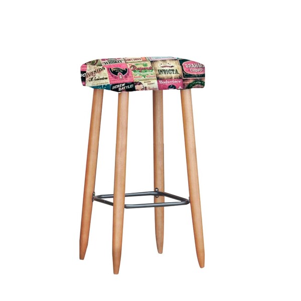 Banqueta Industrial Bari Estampado Cerveja T113 D'rossi