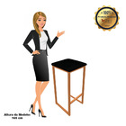 Banqueta Industrial Donna Suede Base Cobre - D'rossi - Preto