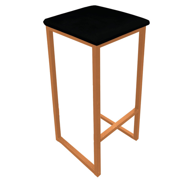 Banqueta Industrial Donna Suede Base Cobre - D'rossi - Preto