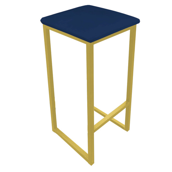 Banqueta Industrial Donna Suede Base Dourado - D'rossi - Azul