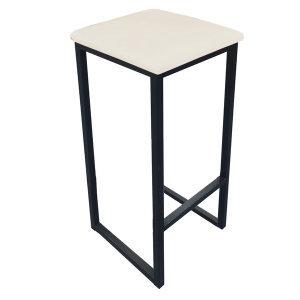 Banqueta Industrial Donna Suede Bege Base Preto - D'rossi