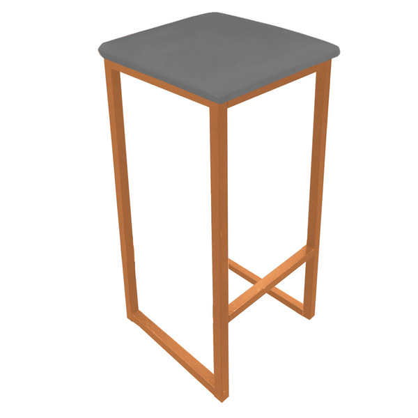 Banqueta Industrial Donna Suede Grafite Base Cobre - D'rossi