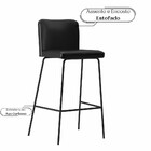 Banqueta Industrial Em Aço Carbono Encosto E Assento Estofado