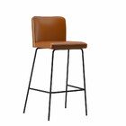 Banqueta Industrial Em Aço Carbono Encosto E Assento Estofado