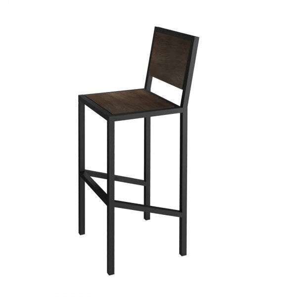 Banqueta Industrial Em Aço E Mdf Yescasa Grafite/mocaccino