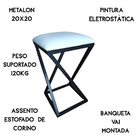 Banqueta Industrial Estofado E Metalon Branco