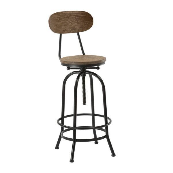 Banqueta Industrial Giratória Com Encosto E Altura Regulável