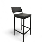 Banqueta Industrial Prisma Com Encosto Estofado - Preto - 65c