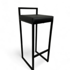 Banqueta Industrial Quadro Com Encosto Estofado - Preto - 75c