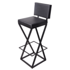 Banqueta Industrial Zênite Com Encosto Estofado - Preto - 65c