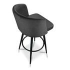 Banqueta Ipê Veludo Chumbo Base Metálica Preto R02 - D'rossi