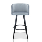 Banqueta Ipê Veludo Cinza Base Metálica Preto R02 - D'rossi