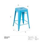 Banqueta Iron Tolix - 61 Cm - Industrial - Aço - Vintage - Az