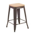 Banqueta Iron Tolix Com Assento De Madeira Clara - 61 Cm - Ci