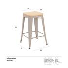 Banqueta Iron Tolix Com Assento De Madeira Clara - 61 Cm - Ci